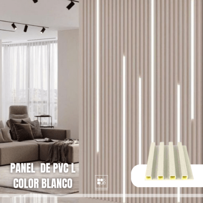 PANEL PVC TIPO MADERA - LARGUE COLOR BLANCO