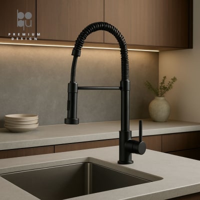 Monomando Lavaplatos - Flexible Negro Mate1