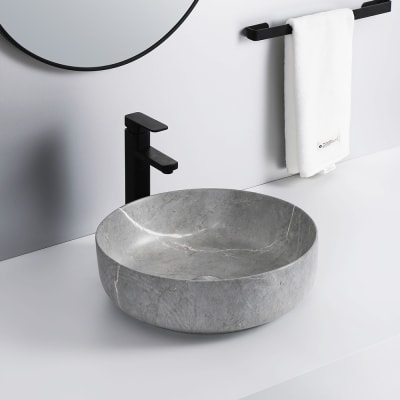 Lavamanos Circular Tipo Mármol Gris Matte
