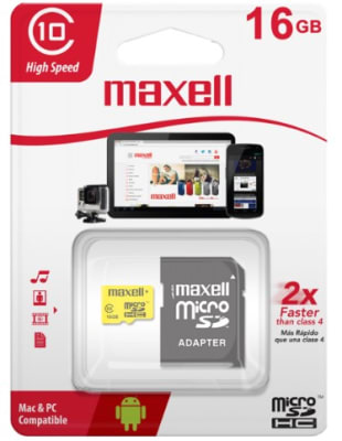 Maxell Micro SD HC 16GB C/Adaptador Class41