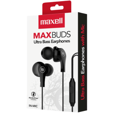 Maxell Audífonos Maxbuds C/Micrófono IN-MIC Negro