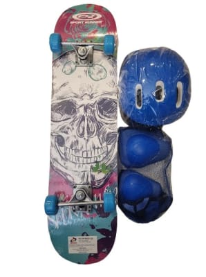 Skateboard Sport Runner Casco y Rodilleras Diseño Cara