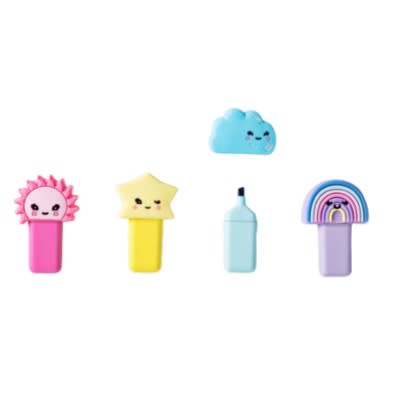 Marcadores Fluorescentes 4 Piezas Tapa C/Diseños