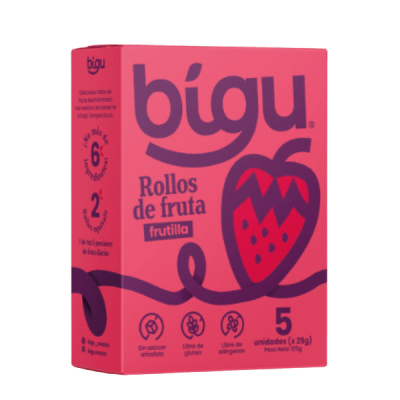 Bigu Pack 5ú. Rollos de Fruta Frutilla 100% Naturales