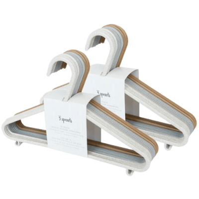 3 Sprouts Colgadores Ecológicos Color Crema/Gris/Caramelo (Set 30ú.)1