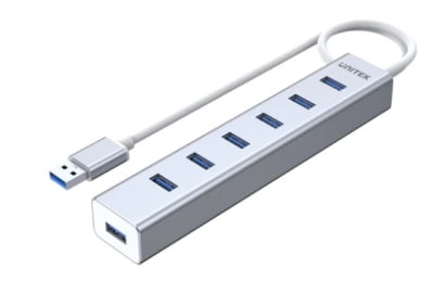 Unitek Hub 7 Port USB 3.1 Aluminio C/Fuente 5V 2A Y-3090