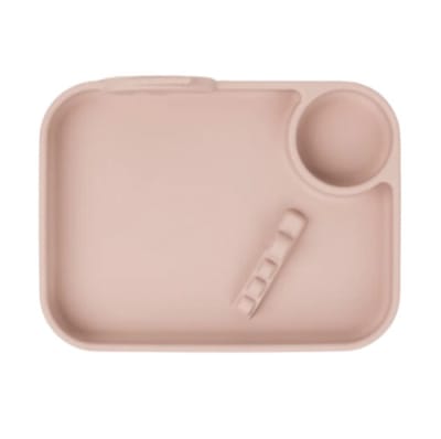 Done By Deer Plato C/Compartimientos Silicona Peekaboo Deer Friends Rosa2