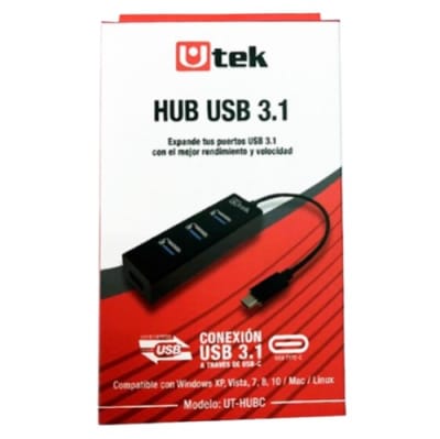 Utek Hub 4 Puertos USB Tipo C 3.1 UT-HUBC