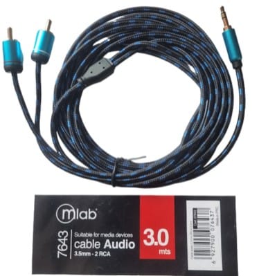 Microlab Cable Audio 3.5mm 2RCA 3 Mts. 076431