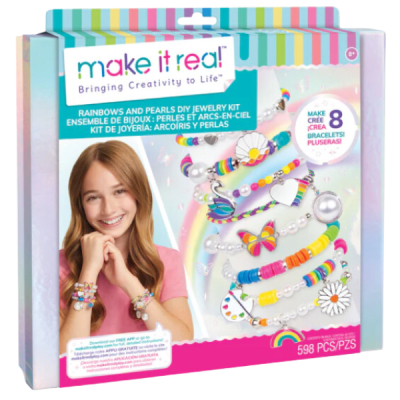 Make it Real Kit de Joyería Pulseras: Arcoíris y Perlas 598 Piezas