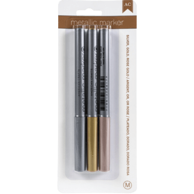 American Crafts Lápices Metálicos 3ú. Plateado-Dorado y Dorado Rosa1