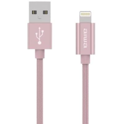 Aiwa Cable de Carga MFI USB a Lightning 1.5m 2.4A Rosado