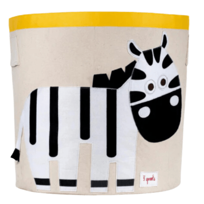 3 Sprouts Canasto Juguetes Cebra Blanco C/Negro