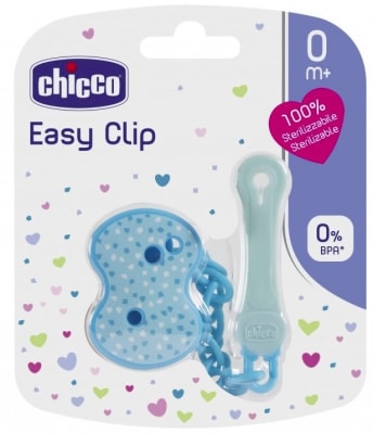 Chicco Easy Clip C/Cadena Celeste P/Chupetes