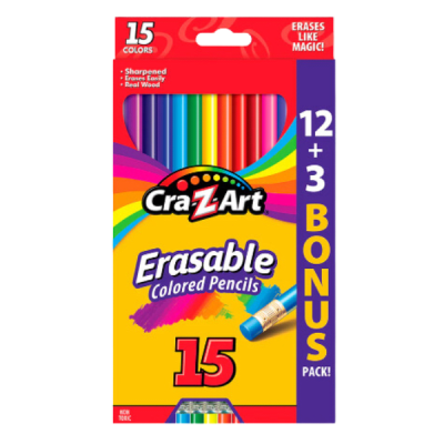 Cra-Z-Art Erasable Colored Pencils 15ú. Lápices de Colores Borrables