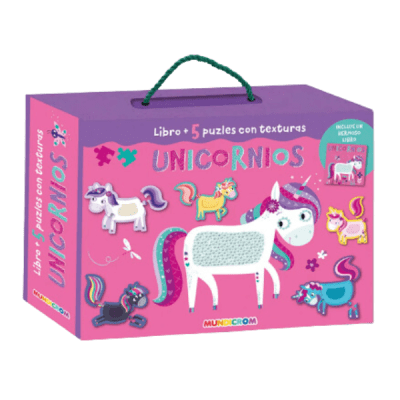 Libro + 5 Puzzles Con Textura Unicornios