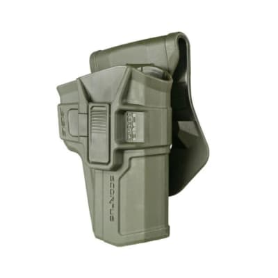 Holster externa FAB M24 SCORPUS color verde, mano izquierda, para Glock 17,19, 22, 23, 26, 27, 31, 32, 33, 34, 35, 41