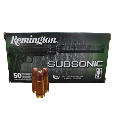Bala cal 9mm marca Remington FMJ 147 subsónica gr caja 50 un.
