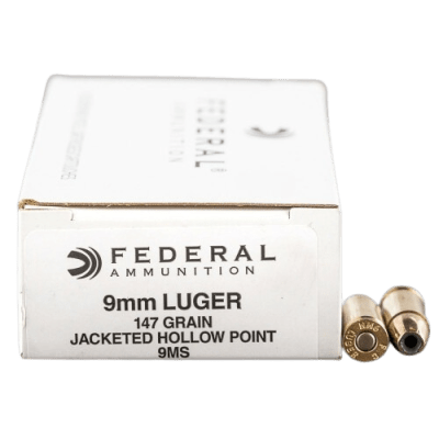 Munición cal. 9 mm Luger 147 gr Federal Jacketed Hollow Point 9MS, caja 50 un.