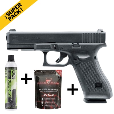 Pack Glock 17 Gen5 GBB + Gas Elite Force 130 PSI + Bolsa King Arms 0.20g
