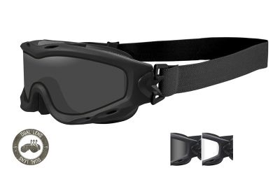 Antiparra Balística Wiley X SPEAR Negra con 2 Micas Smoke Grey y Transparente SP29B