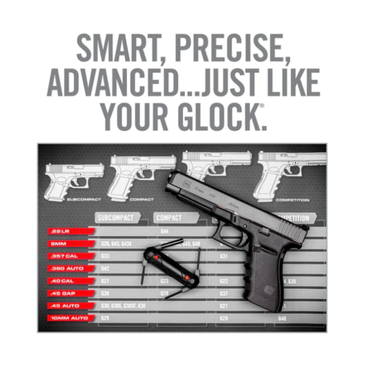 Herramienta Real Avid modelo 4-in-1 Tool For Glock, #AVGLOCK4110