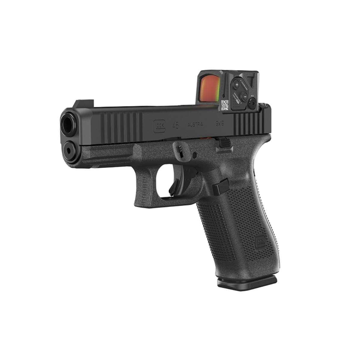 Pistola cal 9 mm Glock mod 45 A-Cut, gen5, con mira electrónica AimPoint COA3