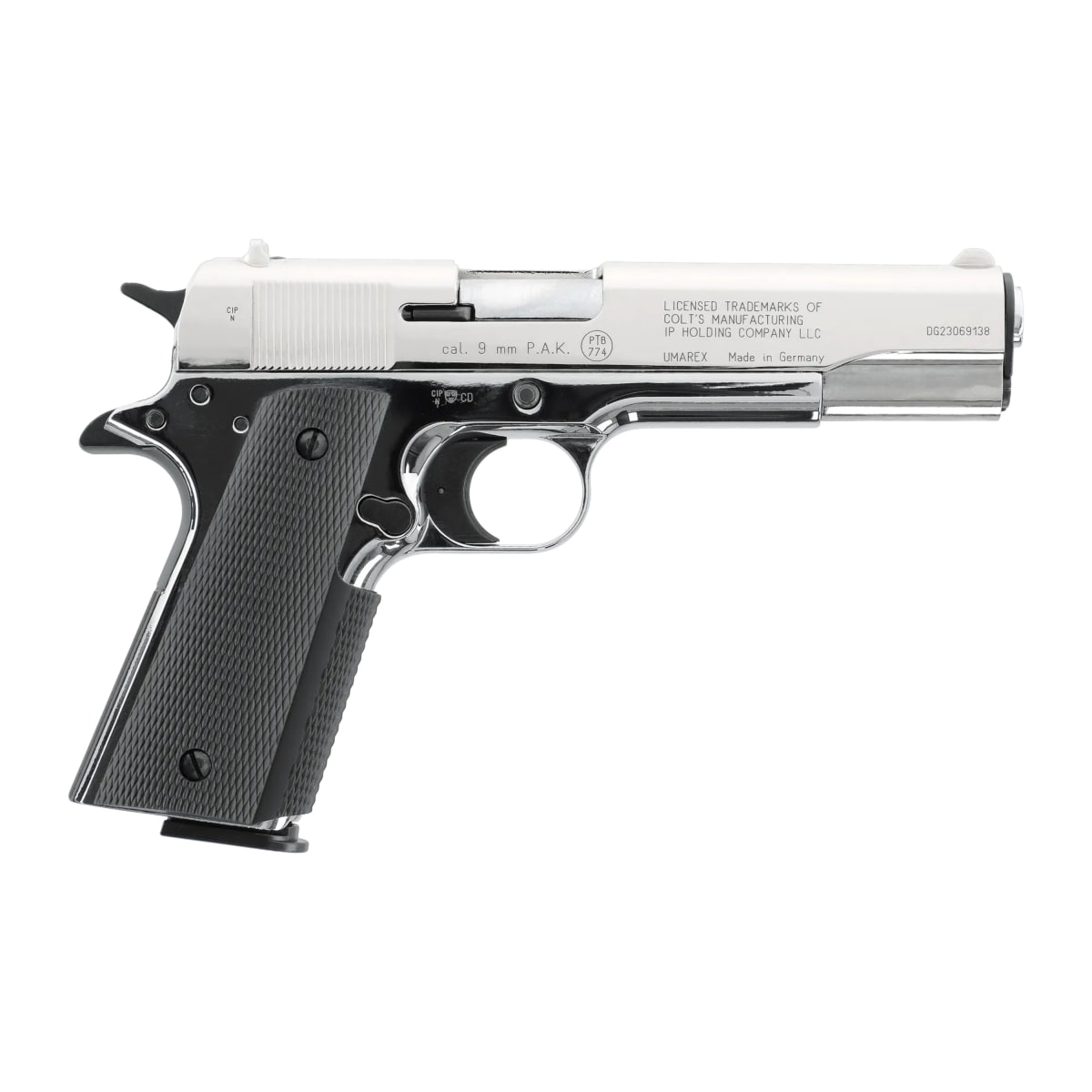Pistola de Fogueo Umarex Colt Government 1911 A1 cal 9 mm PAK Níquel 8 tiros #317.02.383