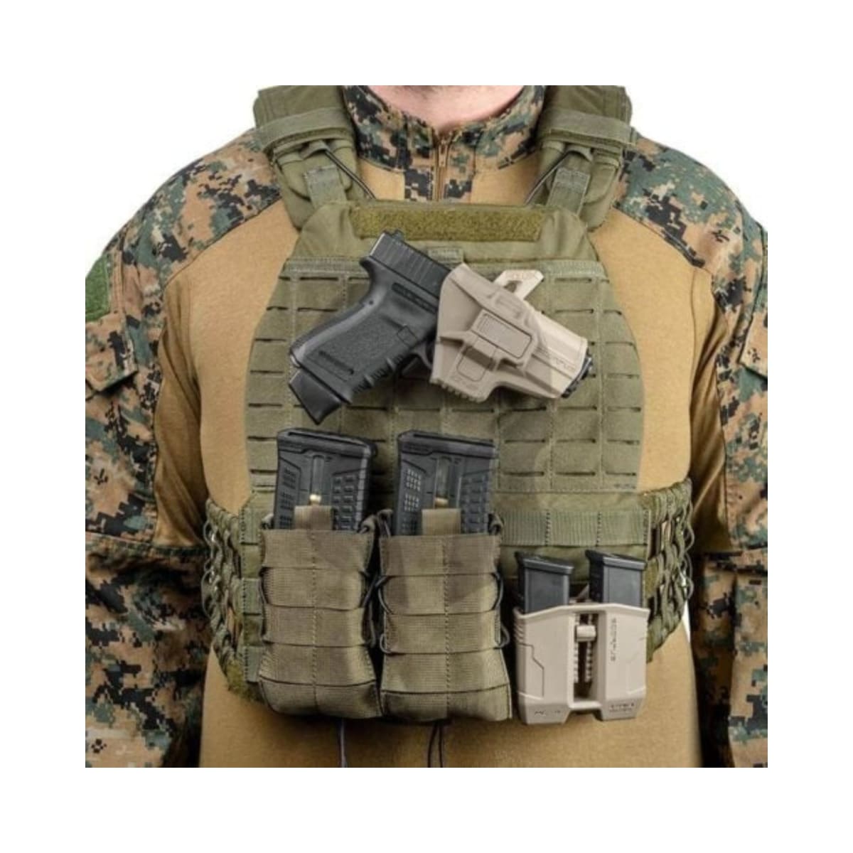 Holster externa FAB M24 SCORPUS color verde, mano izquierda, para Glock 17,19, 22, 23, 26, 27, 31, 32, 33, 34, 35, 412