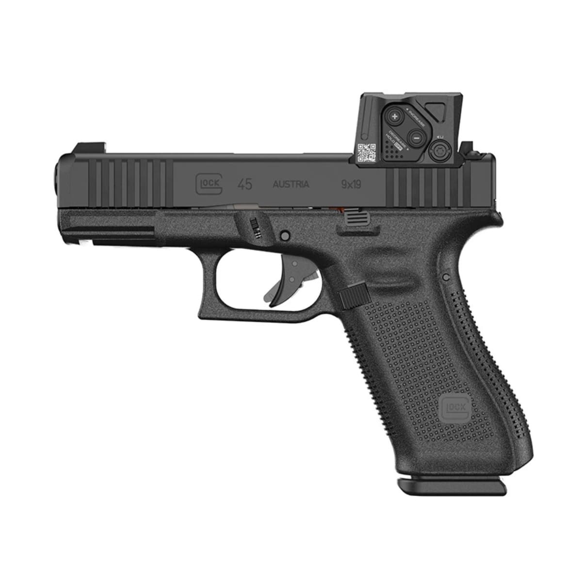 Pistola cal 9 mm Glock mod 45 A-Cut, gen5, con mira electrónica AimPoint COA4