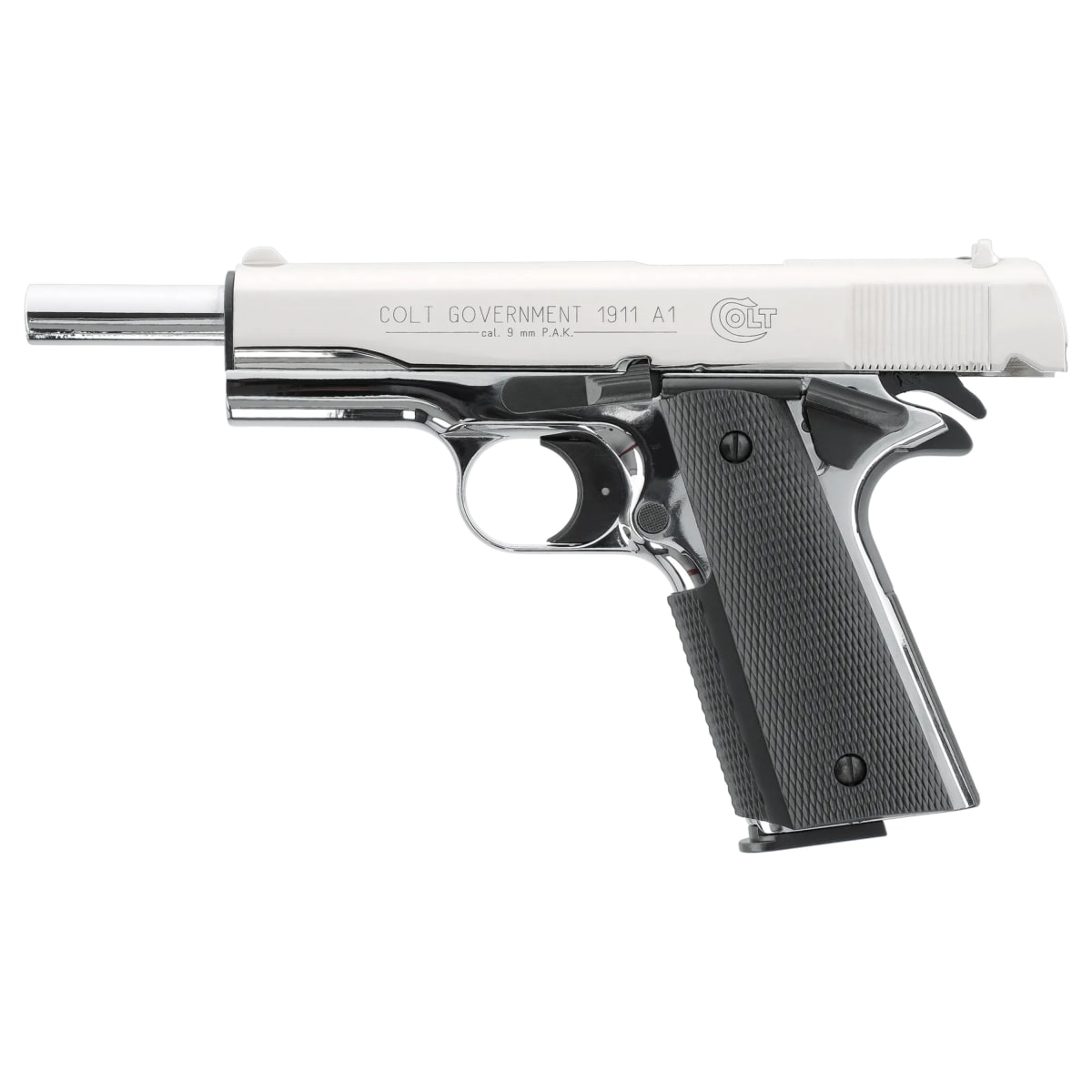 Pistola de Fogueo Umarex Colt Government 1911 A1 cal 9 mm PAK Níquel 8 tiros #317.02.382