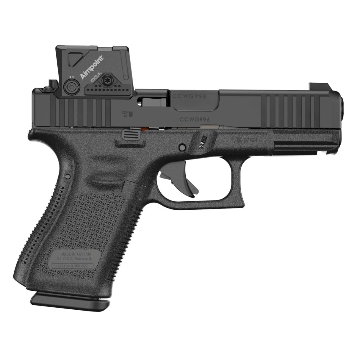 Pistola cal 9 mm Glock mod 19 A-Cut, gen5, con mira electrónica AimPoint COA4