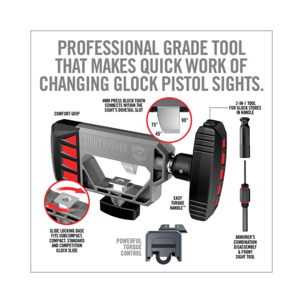 Herramienta Real Avid modelo Sight Pusher for Glock, #AVGLOCKSP4