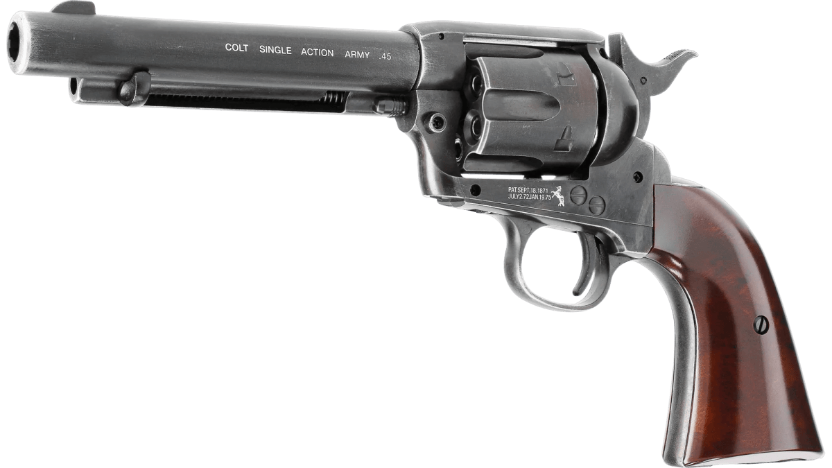 Revólver CO2 Umarex Colt SAA .45 Cal. 4.5 mm Postón – 6 Disparos 5.5” (#5.8320)1