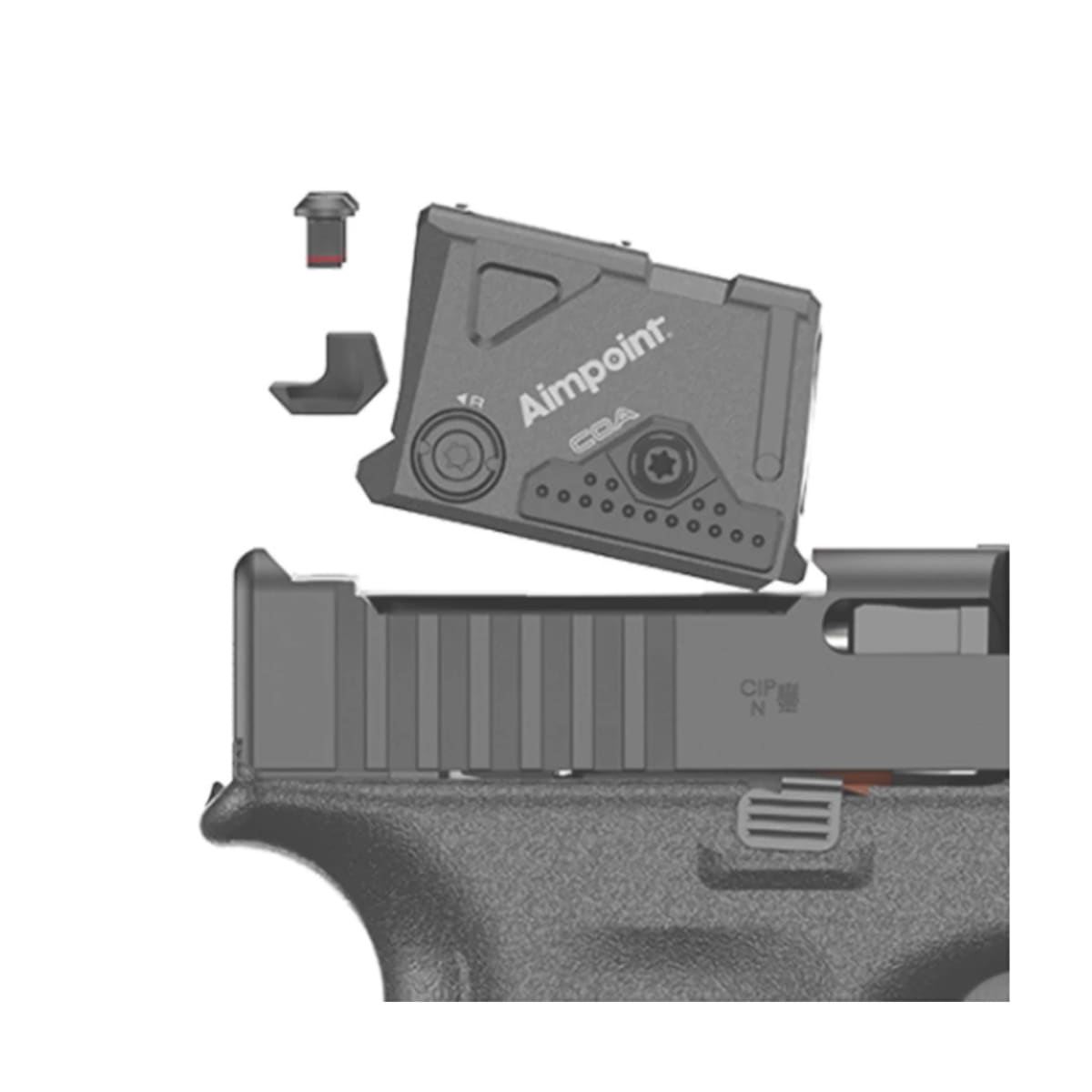 Pistola cal 9 mm Glock mod 45 A-Cut, gen5, con mira electrónica AimPoint COA5