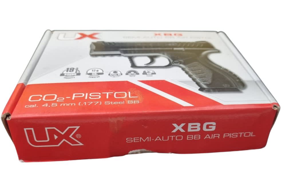 Pistola XBG Cal 4.5 mm - Producto con detalle estético y embalaje7