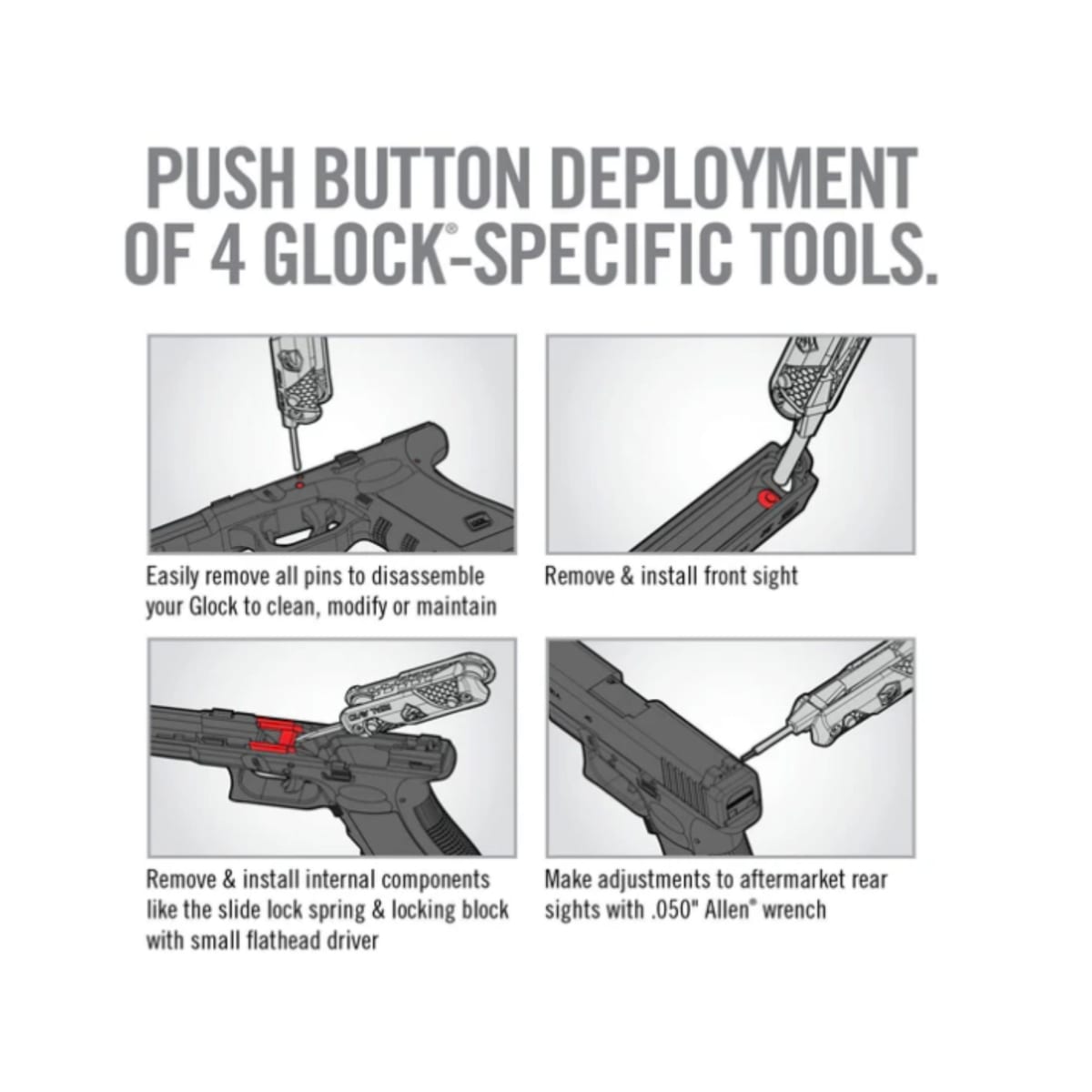 Herramienta Real Avid modelo 4-in-1 Tool For Glock, #AVGLOCK416