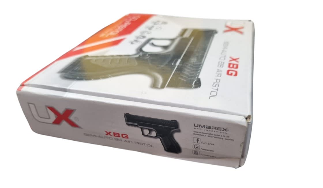 Pistola XBG Cal 4.5 mm - Producto con detalle estético y embalaje8