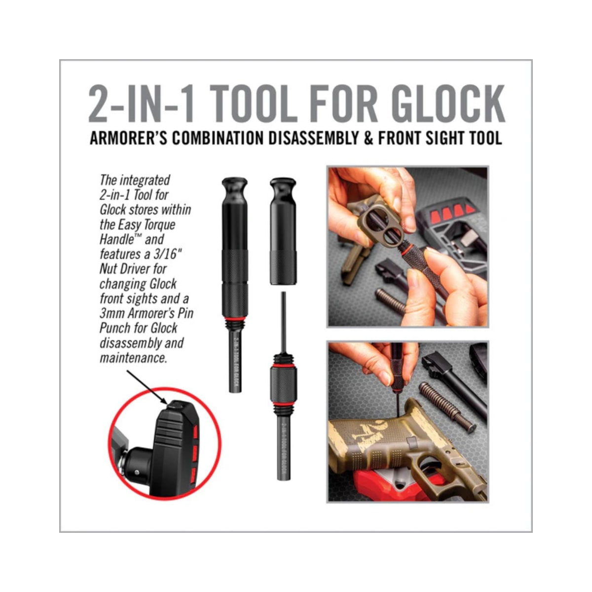 Herramienta Real Avid modelo Sight Pusher for Glock, #AVGLOCKSP7
