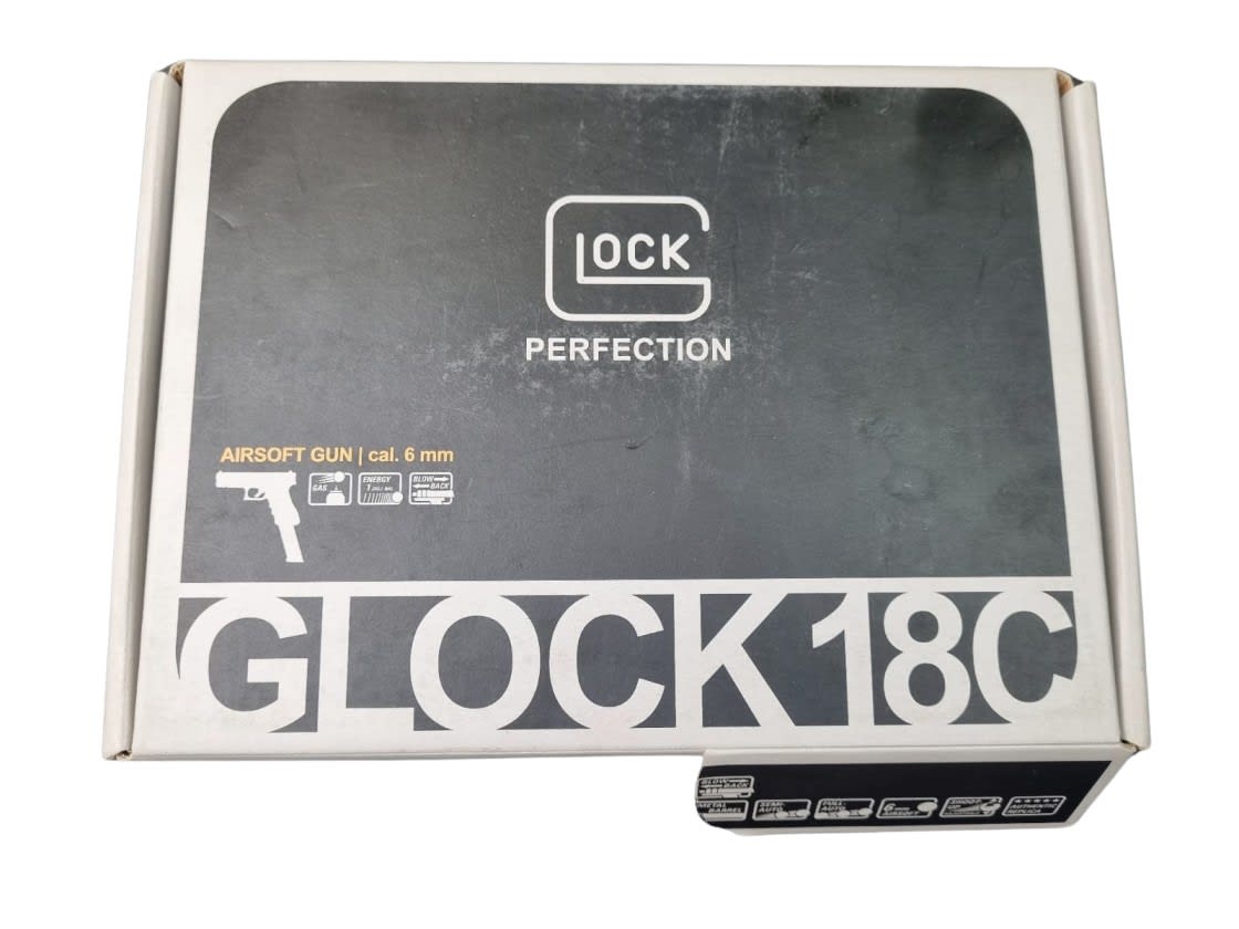Réplica Glock 18C cal. 6mm - Producto con detalle estético y embalaje5