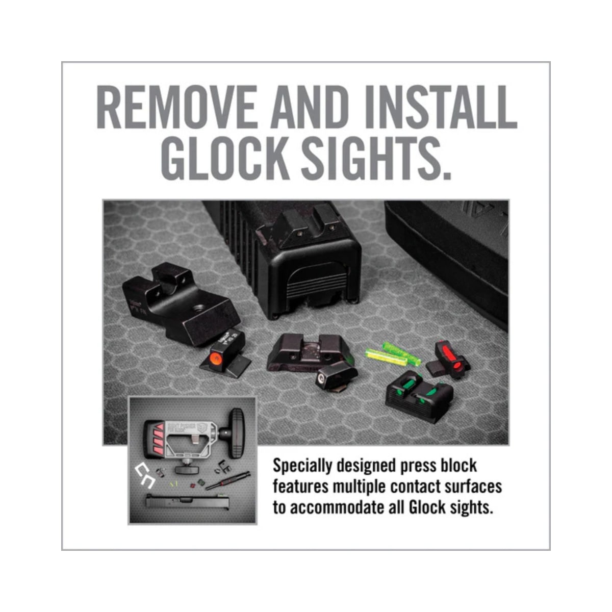 Herramienta Real Avid modelo Sight Pusher for Glock, #AVGLOCKSP8