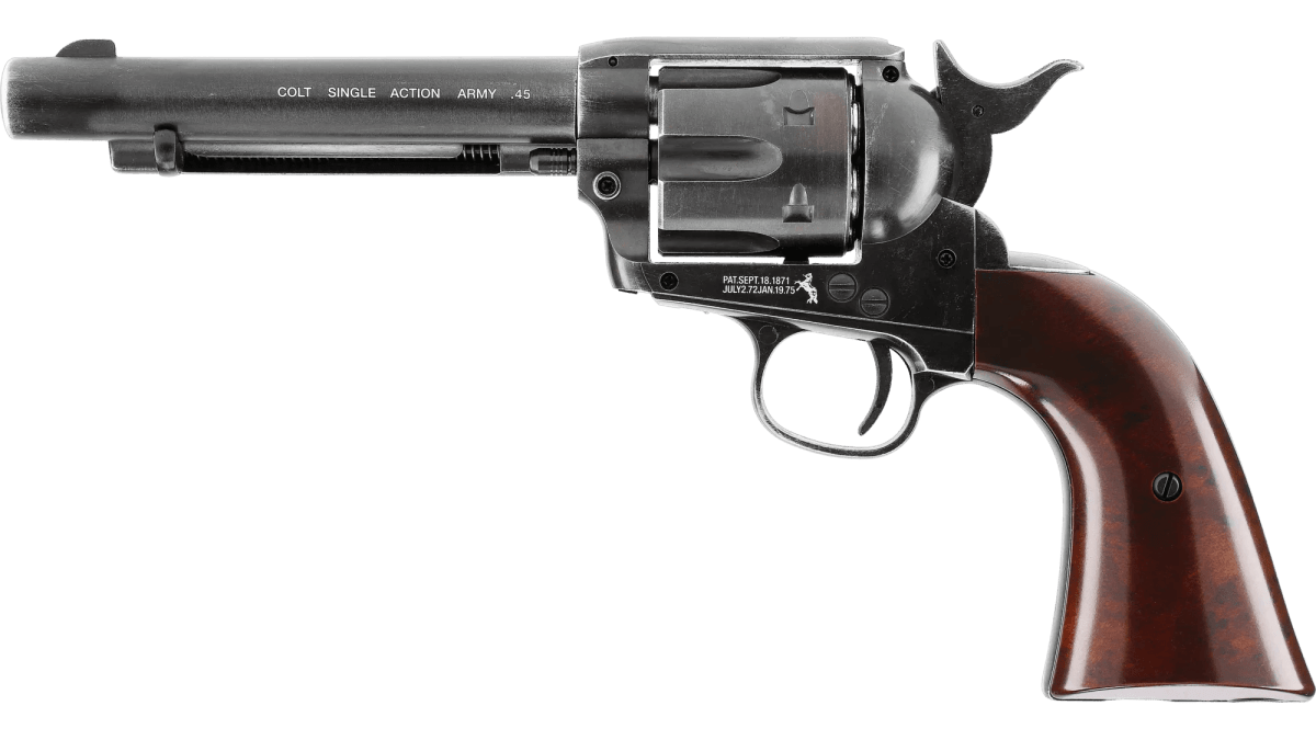Revólver CO2 Umarex Colt SAA .45 Cal. 4.5 mm Postón – 6 Disparos 5.5” (#5.8320)4