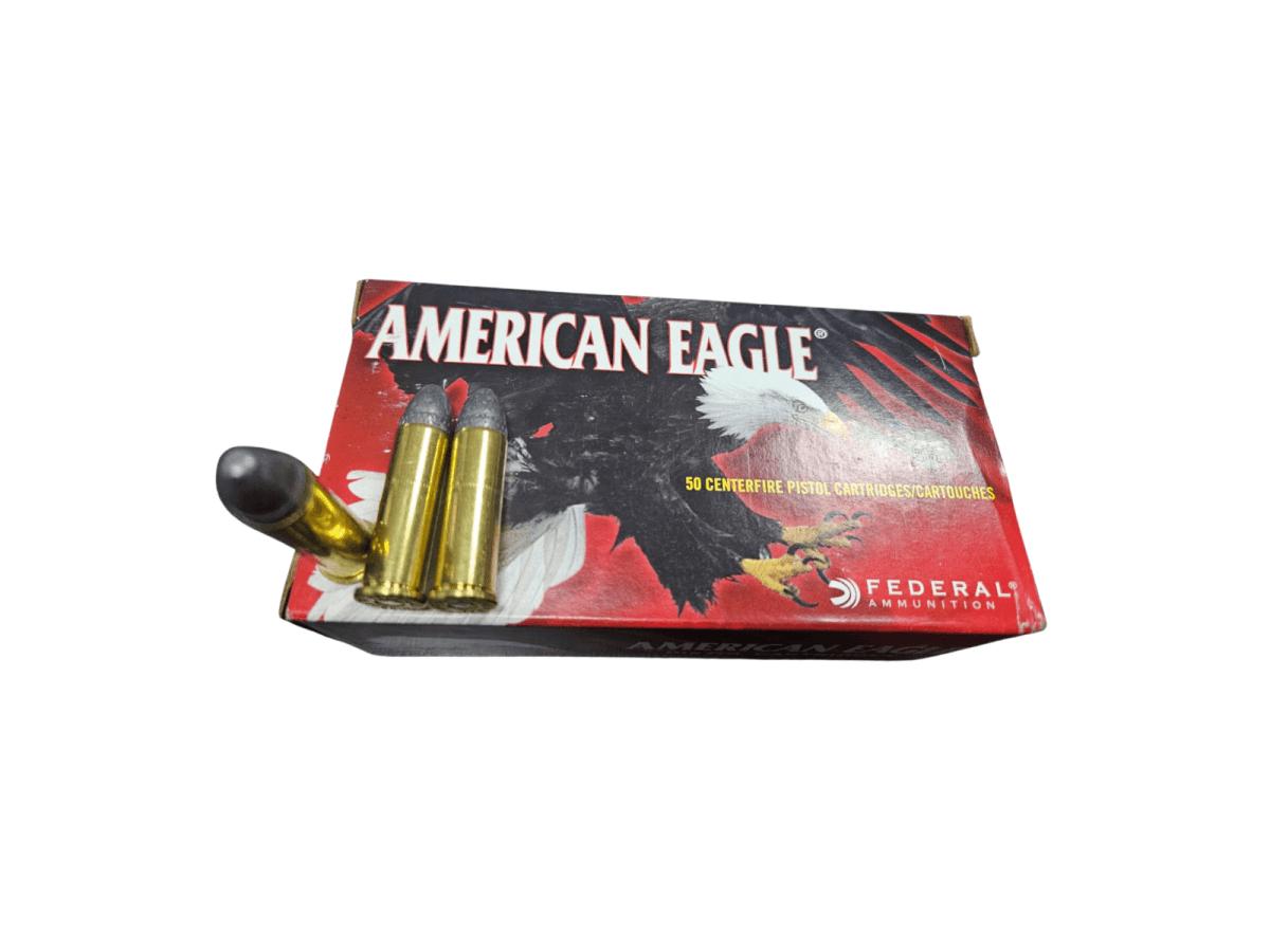 BALA Cal 38 sp. Marca American Eagle, 158 gr, Punta de plomo, Caja 50 unidades1
