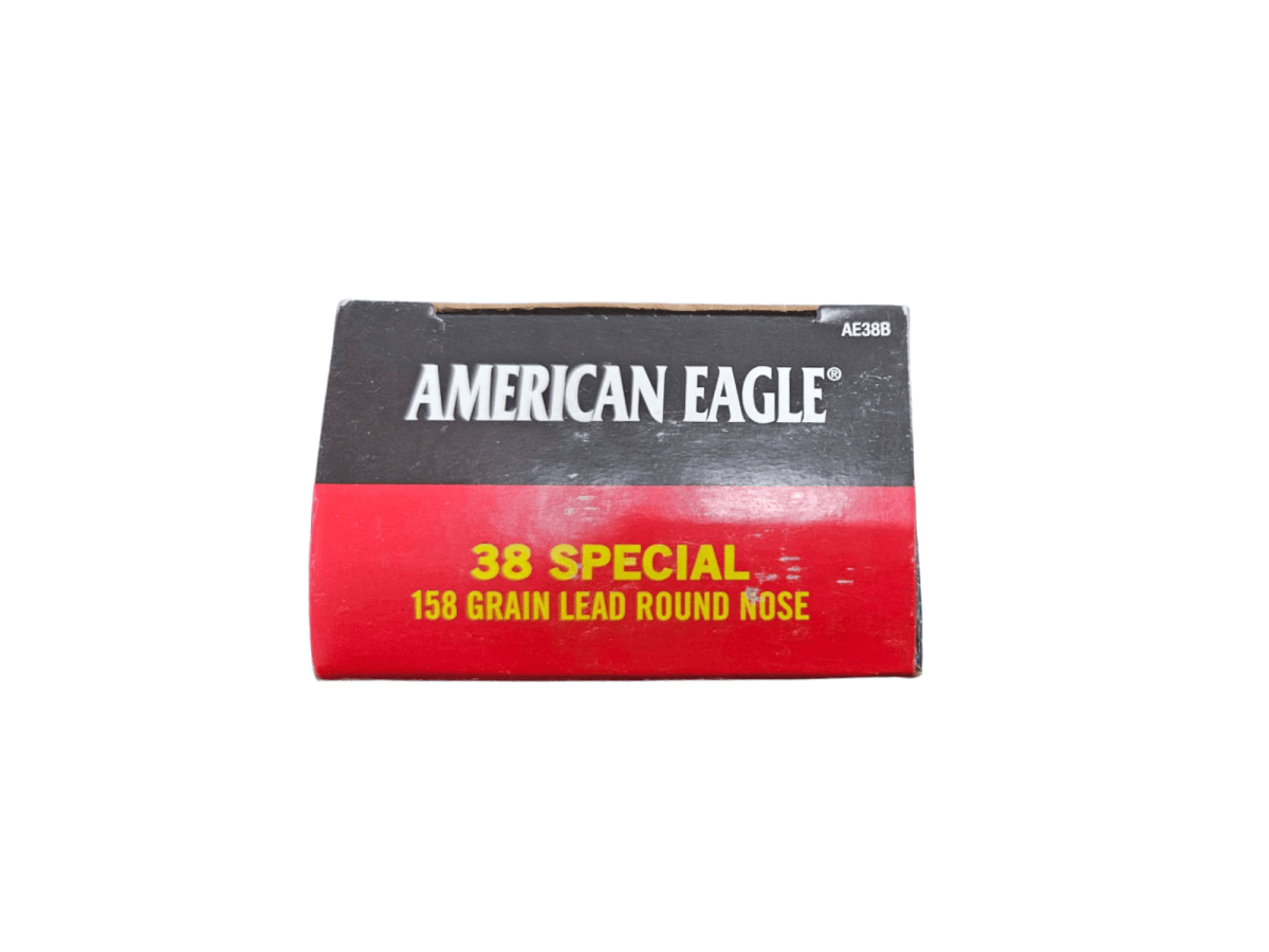 BALA Cal 38 sp. Marca American Eagle, 158 gr, Punta de plomo, Caja 50 unidades6