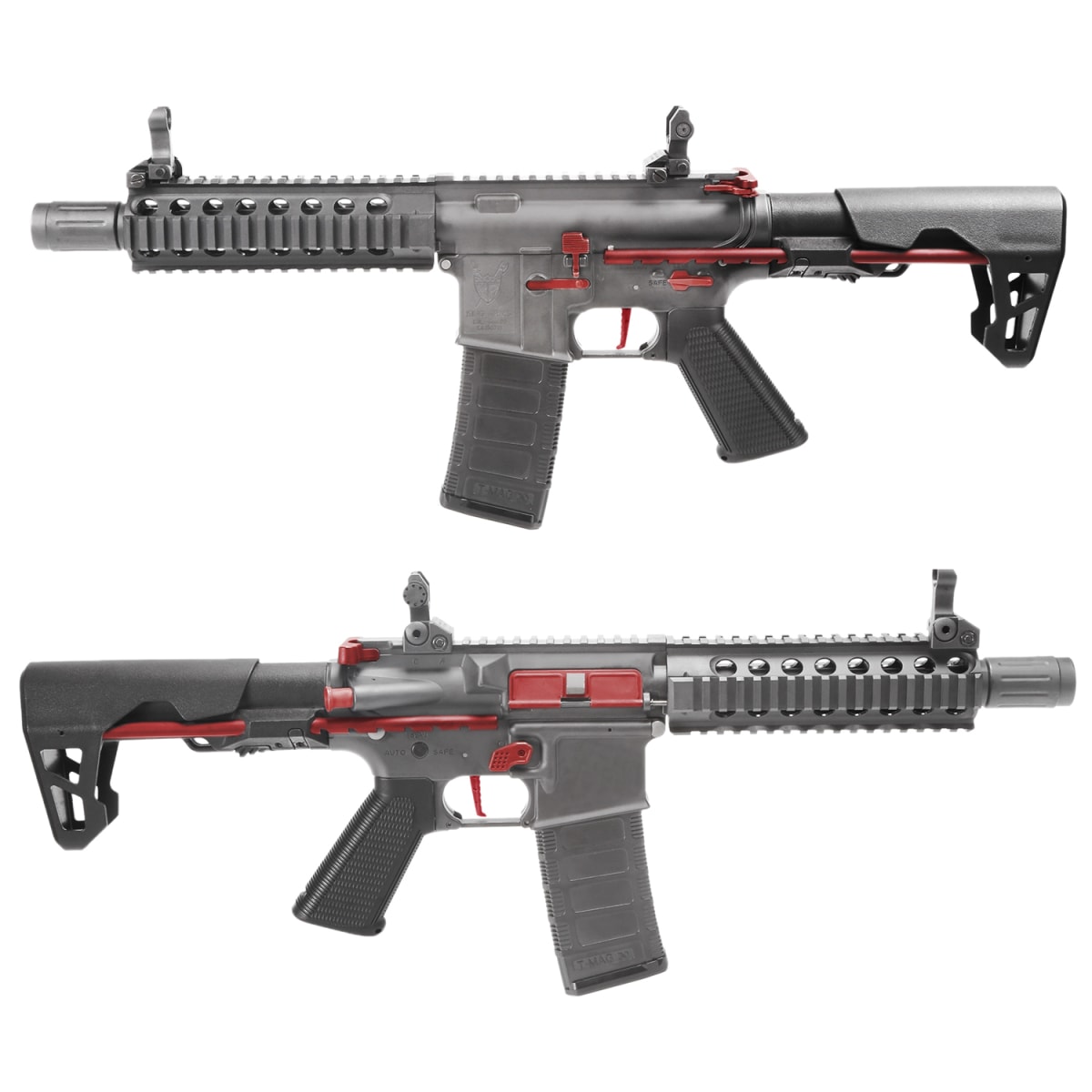 Réplica Airsoft PDW 5.56 SBR Long Gris & Rojo 0