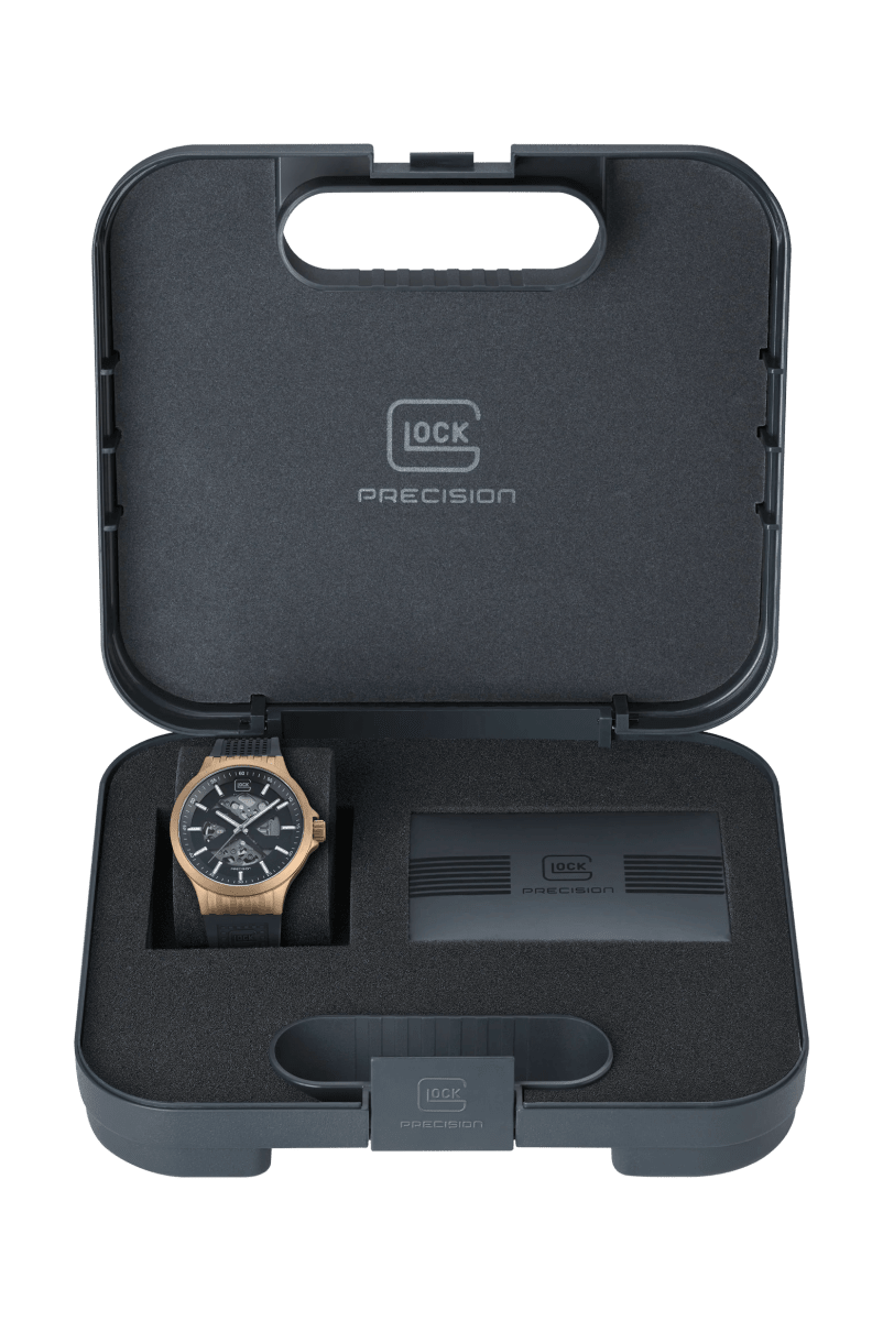 Reloj Glock, caja de acero color coyote, correa de silicona #GW-14-2-246
