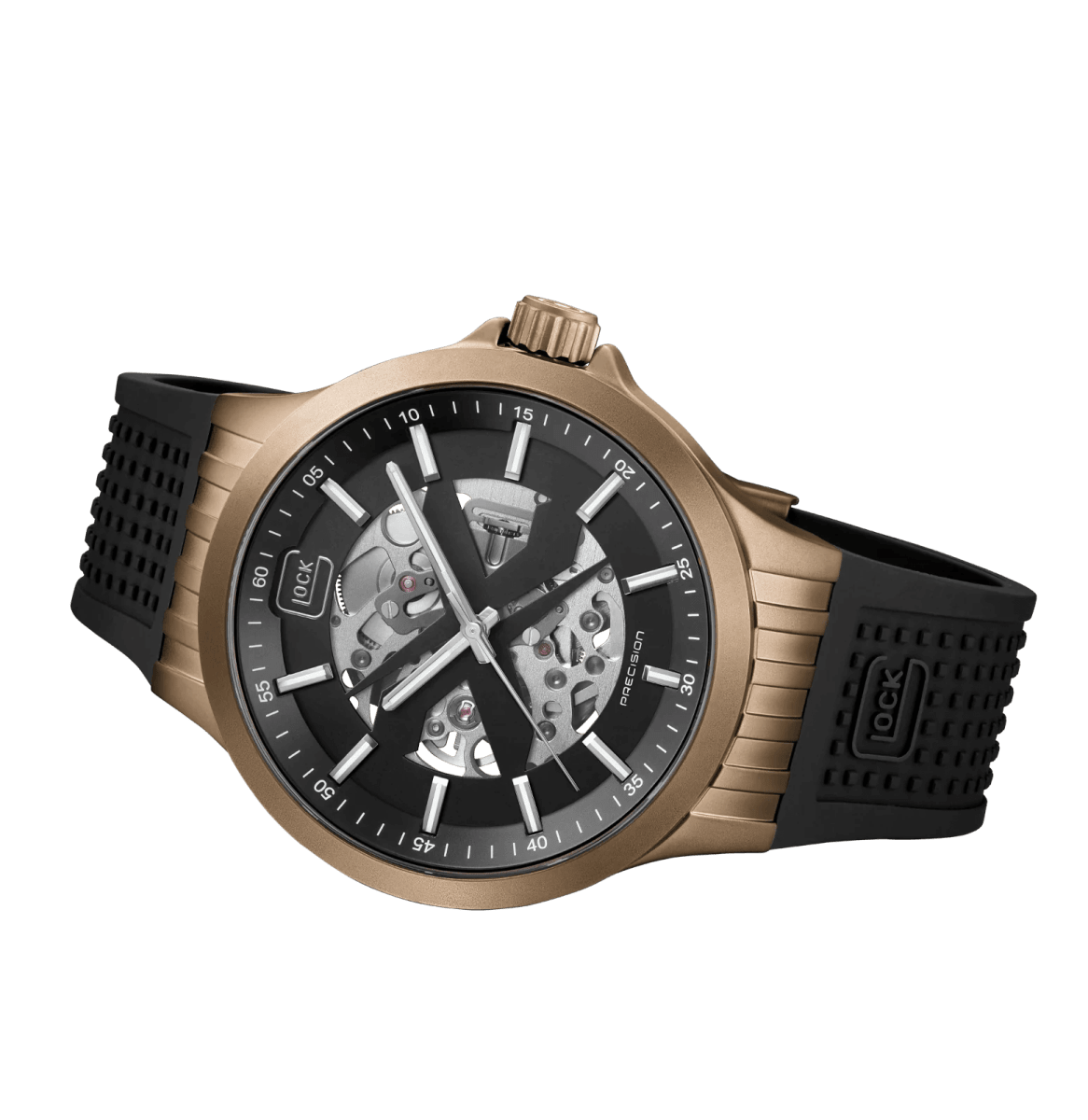 Reloj Glock, caja de acero color coyote, correa de silicona #GW-14-2-243