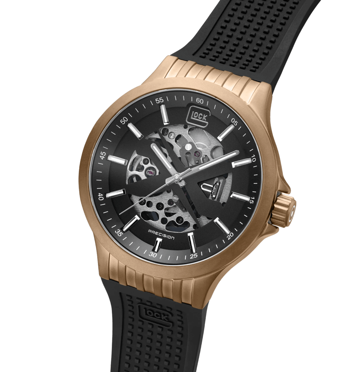 Reloj Glock, caja de acero color coyote, correa de silicona #GW-14-2-242