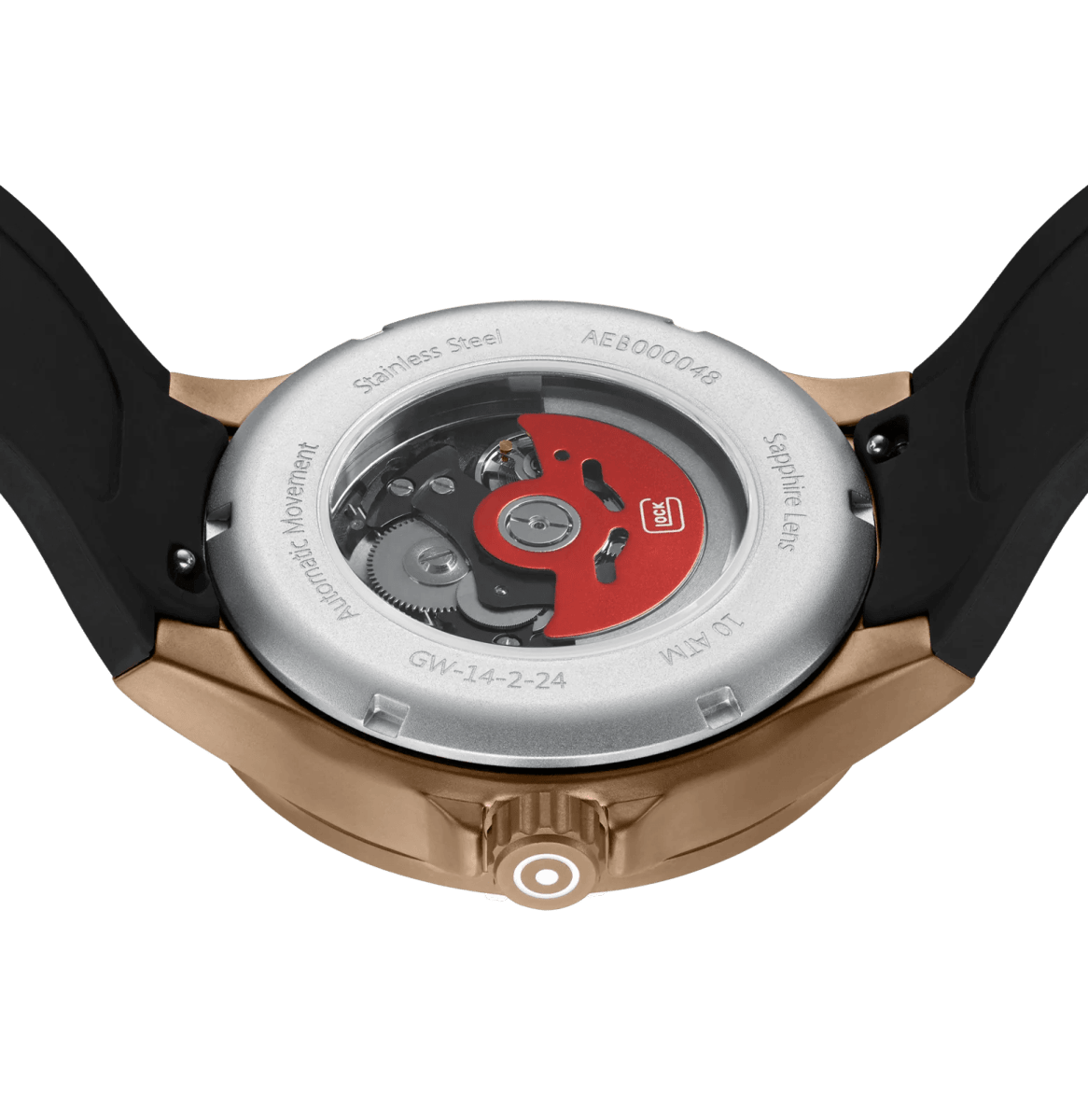 Reloj Glock, caja de acero color coyote, correa de silicona #GW-14-2-245