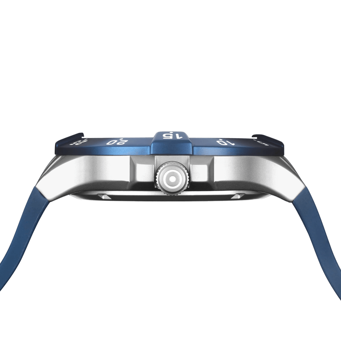 Reloj Glock caja de acero plateado y azul, correa de silicona RTF azul #GW-15-5-224